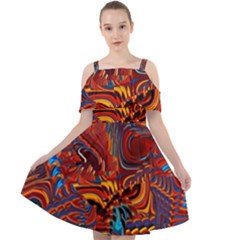 Phoenix Rising Colorful Abstract Art Cut Out Shoulders Chiffon Dress by CrypticFragmentsDesign