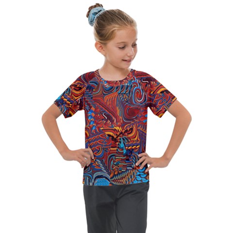 Phoenix Rising Colorful Abstract Art Kids  Mesh Piece Tee by CrypticFragmentsDesign