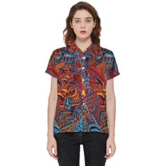 Phoenix Rising Colorful Abstract Art Short Sleeve Pocket Shirt by CrypticFragmentsDesign