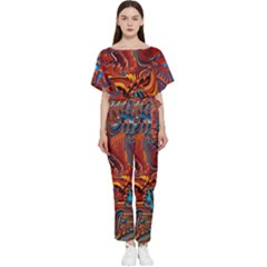 Phoenix Rising Colorful Abstract Art Batwing Lightweight Jumpsuit by CrypticFragmentsDesign