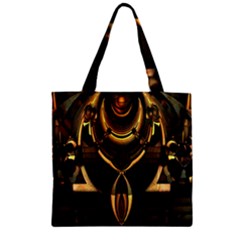 Black And Gold Abstract Line Art Pattern Zipper Grocery Tote Bag by CrypticFragmentsDesign