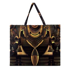 Black And Gold Abstract Line Art Pattern Zipper Large Tote Bag by CrypticFragmentsDesign