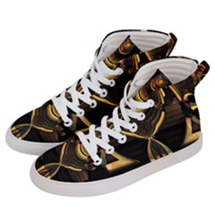 Black And Gold Abstract Line Art Pattern Women s Hi-top Skate Sneakers by CrypticFragmentsDesign