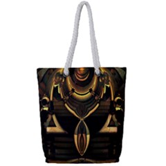 Black And Gold Abstract Line Art Pattern Full Print Rope Handle Tote (small) by CrypticFragmentsDesign