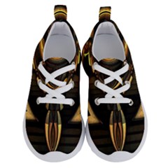 Black And Gold Abstract Line Art Pattern Running Shoes by CrypticFragmentsDesign