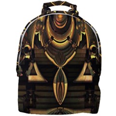 Black And Gold Abstract Line Art Pattern Mini Full Print Backpack by CrypticFragmentsDesign