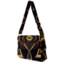 Black and Gold Abstract Line Art Pattern Full Print Messenger Bag (S) View2