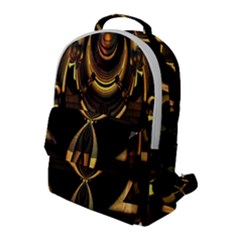 Black And Gold Abstract Line Art Pattern Flap Pocket Backpack (large) by CrypticFragmentsDesign