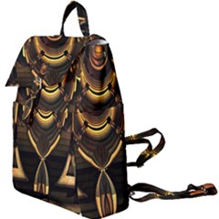 Black And Gold Abstract Line Art Pattern Buckle Everyday Backpack by CrypticFragmentsDesign