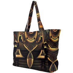 Black And Gold Abstract Line Art Pattern Simple Shoulder Bag by CrypticFragmentsDesign