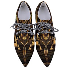 Black And Gold Abstract Line Art Pattern Pointed Oxford Shoes by CrypticFragmentsDesign