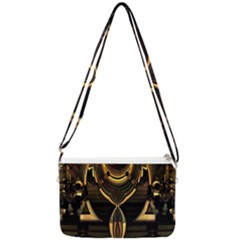 Black And Gold Abstract Line Art Pattern Double Gusset Crossbody Bag by CrypticFragmentsDesign