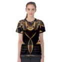 Black and Gold Abstract Line Art Pattern Women s Sport Mesh Tee View1