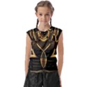 Black and Gold Abstract Line Art Pattern Kids  Raglan Cap Sleeve Tee View1