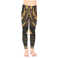 Black And Gold Abstract Line Art Pattern Kids  Leggings