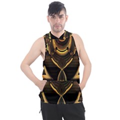 Black And Gold Abstract Line Art Pattern Men s Sleeveless Hoodie by CrypticFragmentsDesign