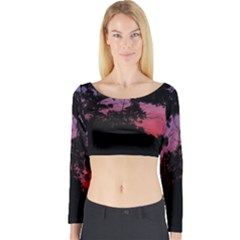 Sunset Landscape High Contrast Photo Long Sleeve Crop Top