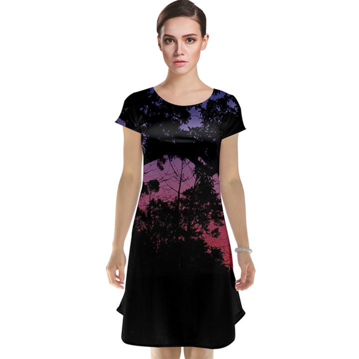 Sunset Landscape High Contrast Photo Cap Sleeve Nightdress