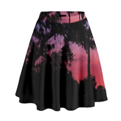 Sunset Landscape High Contrast Photo High Waist Skirt by dflcprintsclothing