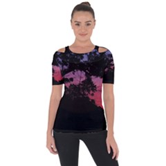 Sunset Landscape High Contrast Photo Shoulder Cut Out Short Sleeve Top by dflcprintsclothing