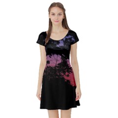 Sunset Landscape High Contrast Photo Short Sleeve Skater Dress