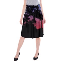 Sunset Landscape High Contrast Photo Midi Beach Skirt by dflcprintsclothing