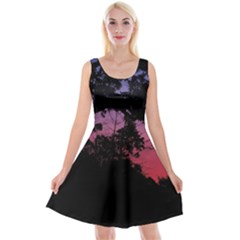 Sunset Landscape High Contrast Photo Reversible Velvet Sleeveless Dress