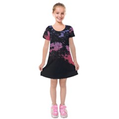 Sunset Landscape High Contrast Photo Kids  Short Sleeve Velvet Dress by dflcprintsclothing