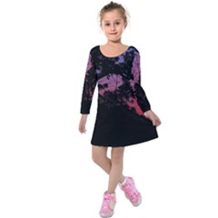 Sunset Landscape High Contrast Photo Kids  Long Sleeve Velvet Dress by dflcprintsclothing