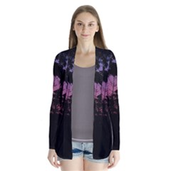 Sunset Landscape High Contrast Photo Drape Collar Cardigan