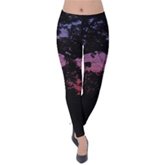 Sunset Landscape High Contrast Photo Velvet Leggings