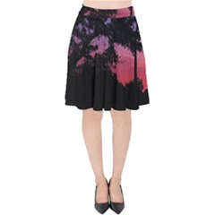 Sunset Landscape High Contrast Photo Velvet High Waist Skirt