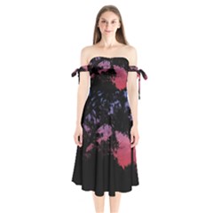 Sunset Landscape High Contrast Photo Shoulder Tie Bardot Midi Dress