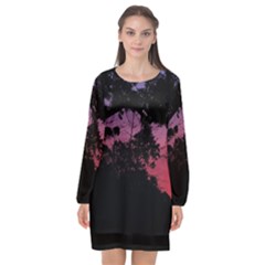 Sunset Landscape High Contrast Photo Long Sleeve Chiffon Shift Dress  by dflcprintsclothing