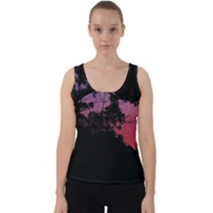 Sunset Landscape High Contrast Photo Velvet Tank Top