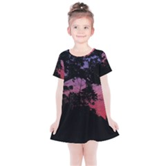 Sunset Landscape High Contrast Photo Kids  Simple Cotton Dress