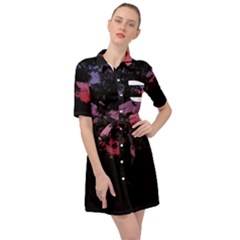 Sunset Landscape High Contrast Photo Belted Shirt Dress