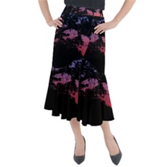 Sunset Landscape High Contrast Photo Midi Mermaid Skirt by dflcprintsclothing