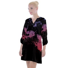 Sunset Landscape High Contrast Photo Open Neck Shift Dress