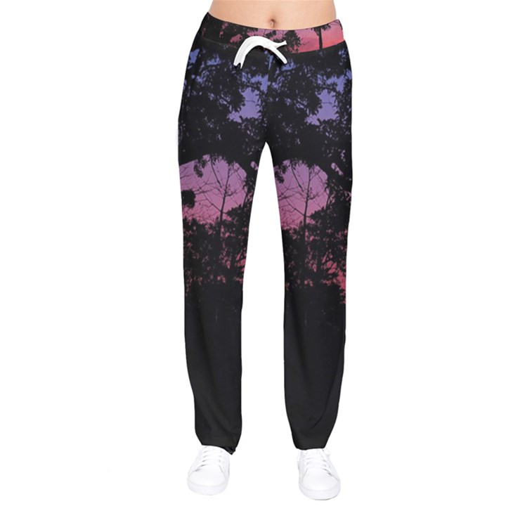 Sunset Landscape High Contrast Photo Women velvet Drawstring Pants