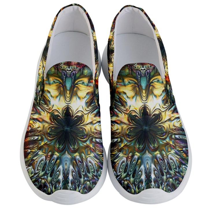 Multicolor Floral Art Copper Patina  Men s Lightweight Slip Ons