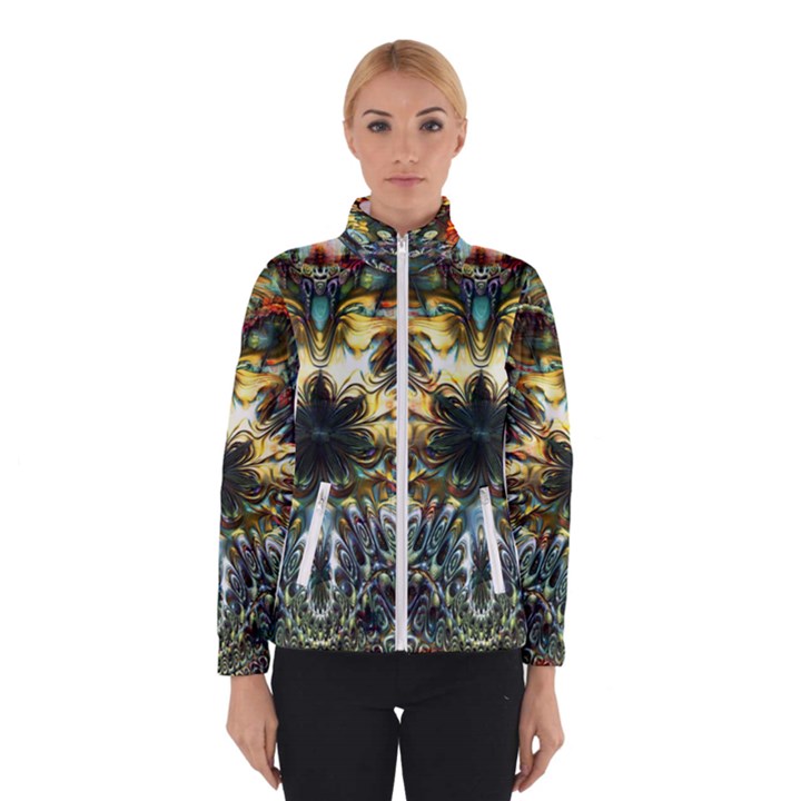 Multicolor Floral Art Copper Patina  Winter Jacket