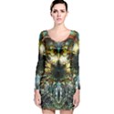 Multicolor Floral Art Copper Patina  Long Sleeve Velvet Bodycon Dress View1