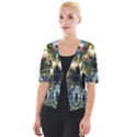 Multicolor Floral Art Copper Patina  Cropped Button Cardigan View1