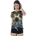 Multicolor Floral Art Copper Patina  Short Sleeve Foldover Tee View1