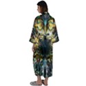 Multicolor Floral Art Copper Patina  Maxi Satin Kimono View2