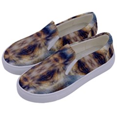 Retro Hippie Vibe Psychedelic Silver Kids  Canvas Slip Ons by CrypticFragmentsDesign