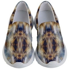 Retro Hippie Vibe Psychedelic Silver Kids Lightweight Slip Ons by CrypticFragmentsDesign