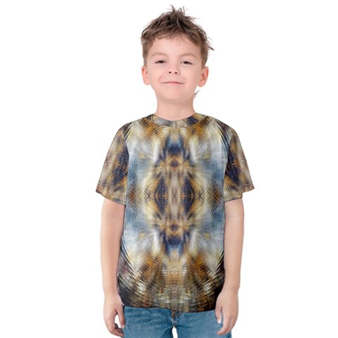 Retro Hippie Vibe Psychedelic Silver Kids  Cotton Tee by CrypticFragmentsDesign