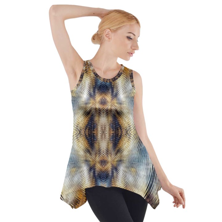 Retro Hippie Vibe Psychedelic Silver Side Drop Tank Tunic